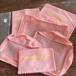 NEW! 6pc Pink/White Polka Dot Travel Packing Cube Organizer Set